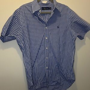 Polo Ralph Lauren men's short-sleeve blue and white gingham  button-down size LG